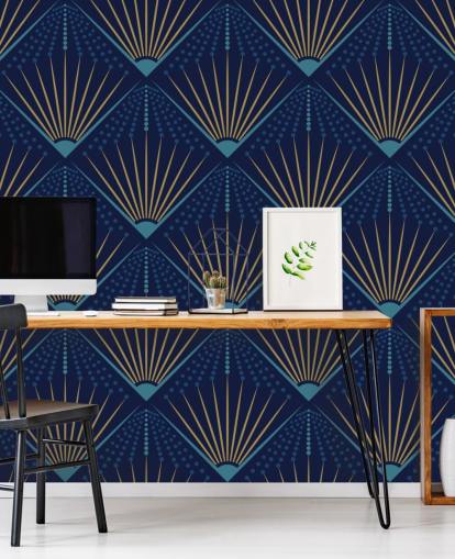 goudkleurig en blauw behang goudkleurig en blauw behang