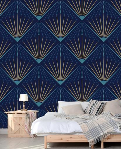 cor dourada e papel de parede azul cor dourada e papel de parede azul