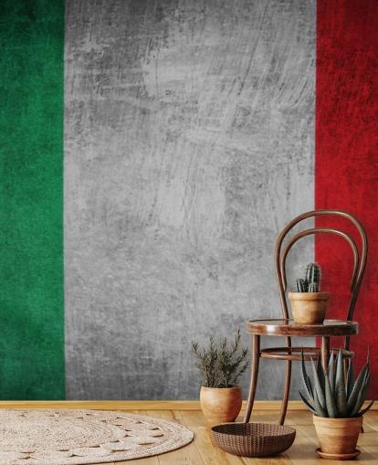 italiaanse vlag met een rustieke look behang