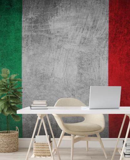 bandiera italiana con carta da parati dall'aspetto rustico