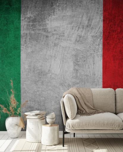 bandiera italiana con carta da parati dall'aspetto rustico