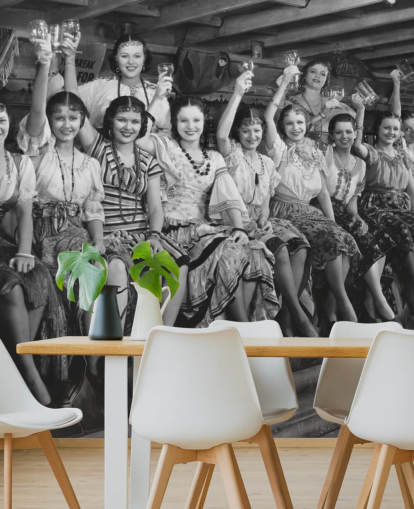 black and white photo of ladies raising glasses wallpaper