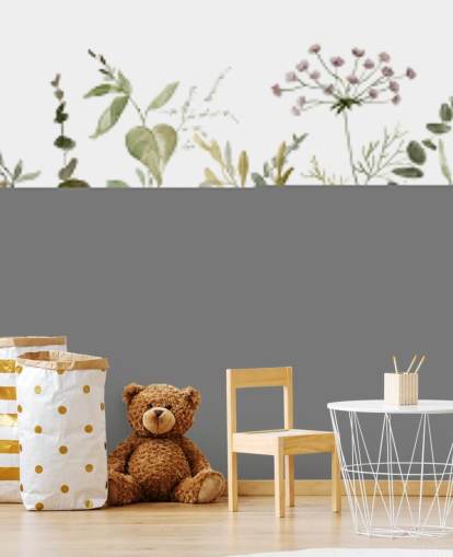 pastellrosa och grön blommig tapetväggmålning kallad Botanical Sketchbook för lounger, plantskolor och sovrum pastellrosa och grön blommig tapetväggmålning kallad Botanical Sketchbook för lounger, plantskolor och sovrum