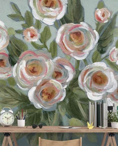 carta da parati con rose bianche e rosa e foglie verdi carta da parati con rose bianche e rosa e foglie verdi