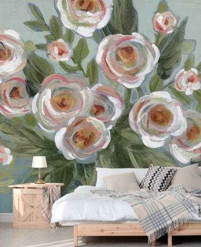 vita och rosa rosor och gröna blad målning tapeter vita och rosa rosor och gröna blad målning tapeter