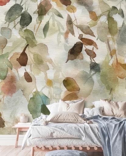neutral floral wallpaper mural called Fall Cascade by Carol Robinson for living rooms and bedrooms neutral floral wallpaper mural called Fall Cascade by Carol Robinson for living rooms and bedrooms