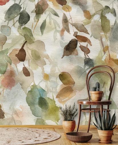 neutrale bloemenbehangmuurschildering genaamd Fall Cascade van Carol Robinson voor woonkamers en slaapkamers neutrale bloemenbehangmuurschildering genaamd Fall Cascade van Carol Robinson voor woonkamers en slaapkamers