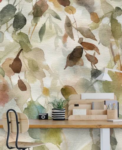 neutrale bloemenbehangmuurschildering genaamd Fall Cascade van Carol Robinson voor woonkamers en slaapkamers