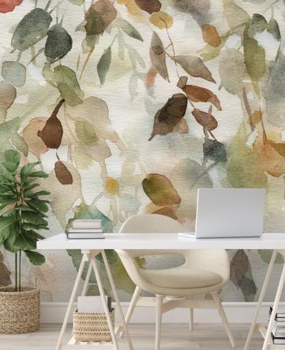 neutrales Blumentapetenwandbild namens Fall Cascade von Carol Robinson für Wohn- und Schlafzimmer