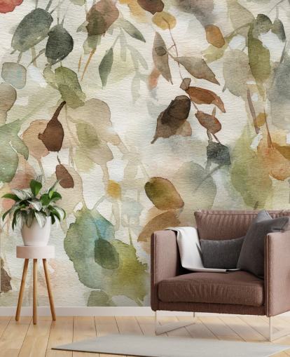 neutrales Blumentapetenwandbild namens Fall Cascade von Carol Robinson für Wohn- und Schlafzimmer