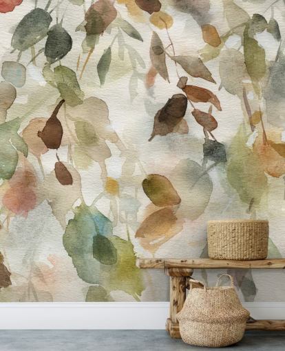 nøytralt blomstertapet veggmaleri kalt Fall Cascade av Carol Robinson for stuer og soverom