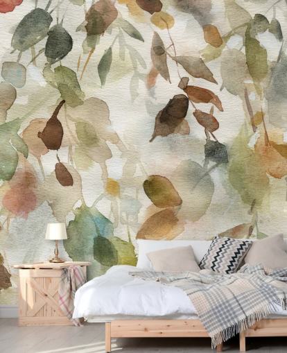 papier peint mural floral neutre appelé Fall Cascade de Carol Robinson pour les salons et les chambres