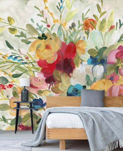 bunte Blumenmalerei Tapete