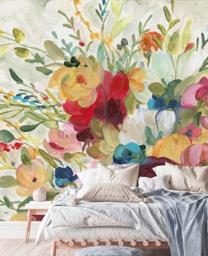 colourful flower painting wallpaper