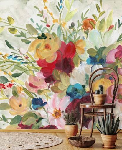 papel pintado de flores de colores