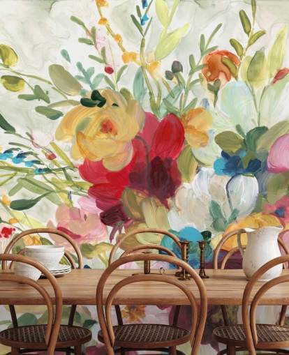 papel pintado de flores de colores