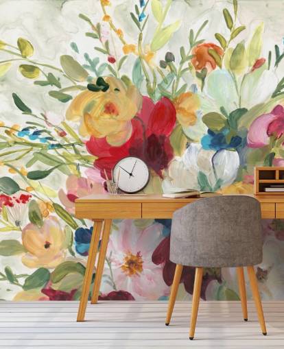 papel pintado de flores de colores