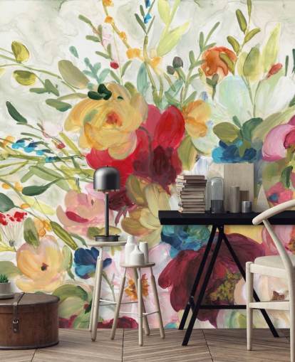 papier peint de peinture à fleurs colorées