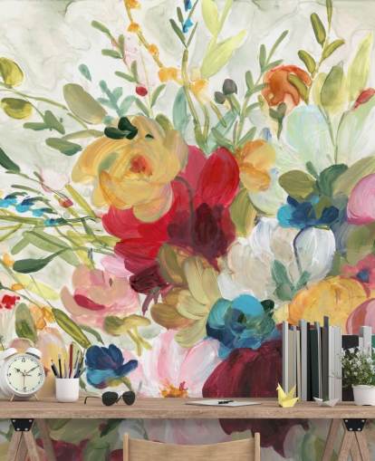 bunte Blumenmalerei Tapete