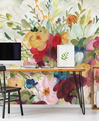 papier peint de peinture à fleurs colorées