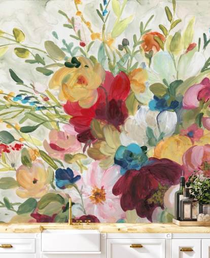 papel pintado de flores de colores