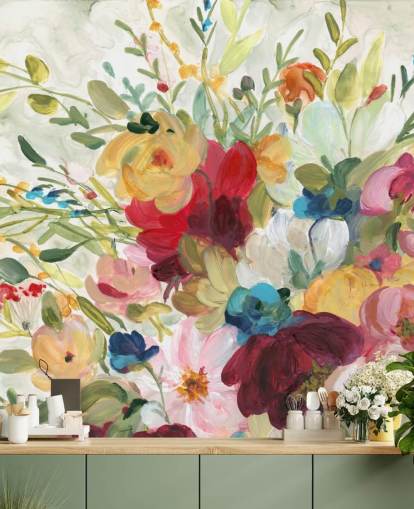 bunte Blumenmalerei Tapete