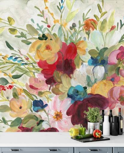 colourful flower painting wallpaper