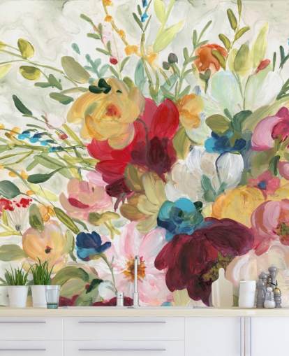 colourful flower painting wallpaper