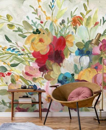 colourful flower painting wallpaper