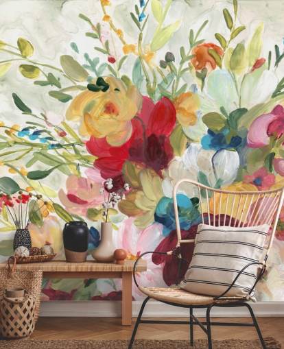 papel pintado de flores de colores