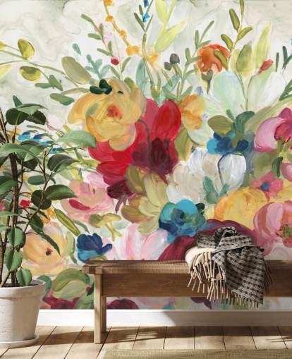 colourful flower painting wallpaper
