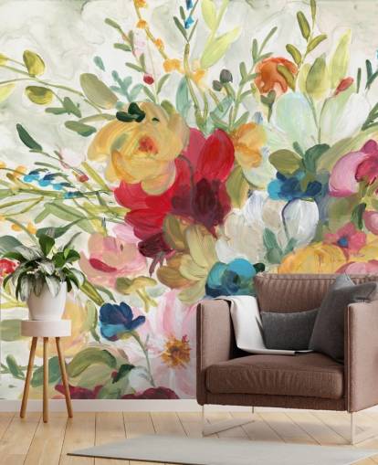 bunte Blumenmalerei Tapete