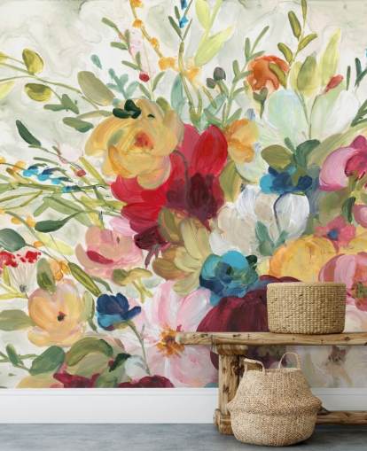 colourful flower painting wallpaper