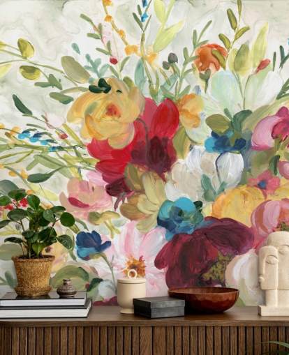 papel pintado de flores de colores