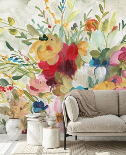 colourful flower painting wallpaper