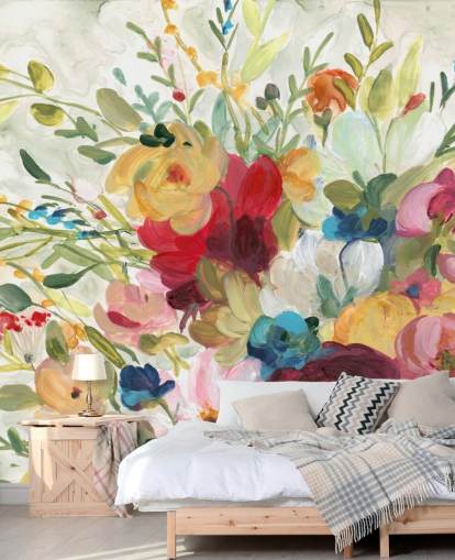kleurrijk bloemenschilderij behang