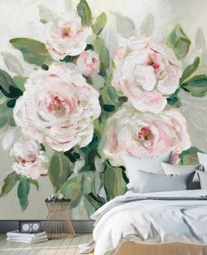 carta da parati fiori rosa e bianchi con foglie verdi carta da parati fiori rosa e bianchi con foglie verdi