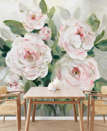 pink and white flowers with green leaves wallpaper