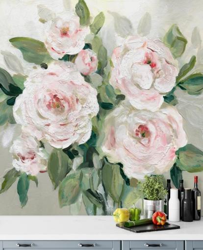 papel pintado de flores rosadas y blancas con hojas verdes papel pintado de flores rosadas y blancas con hojas verdes