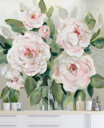 flores rosa e brancas com folhas verdes papel de parede flores rosa e brancas com folhas verdes papel de parede