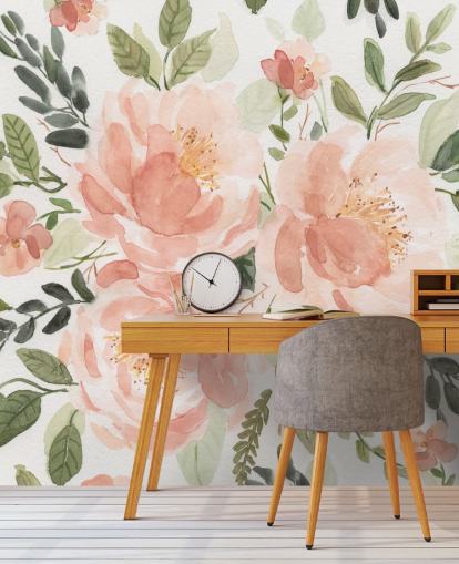 peach and green flower wallpaper peach and green flower wallpaper