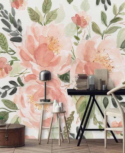 peach and green flower wallpaper peach and green flower wallpaper