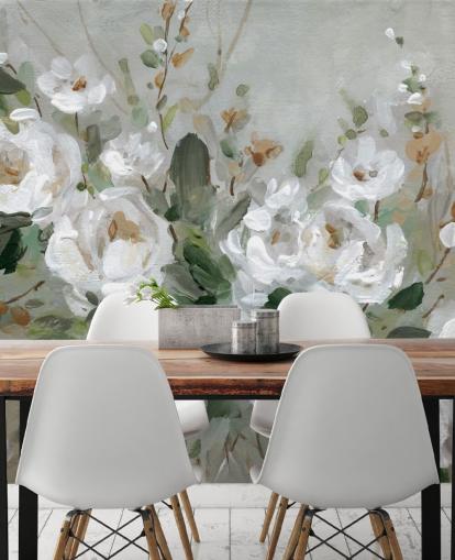 grey and white floral wallpaper