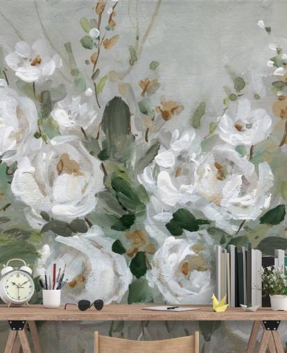 graue und weiße Blumentapete