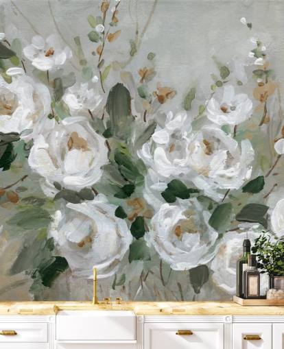 graue und weiße Blumentapete