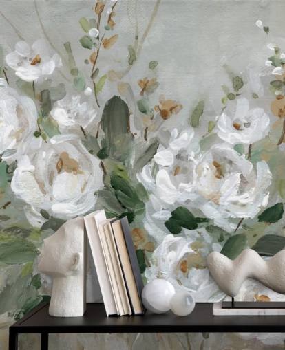 graue und weiße Blumentapete