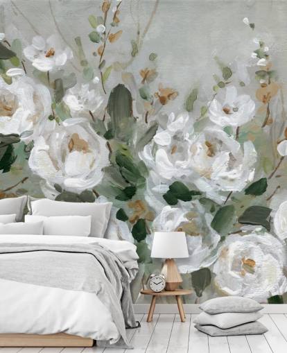 grå och vit blommig tapet grå och vit blommig tapet