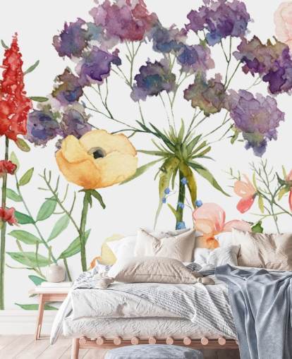 färgglada blommiga tapeter