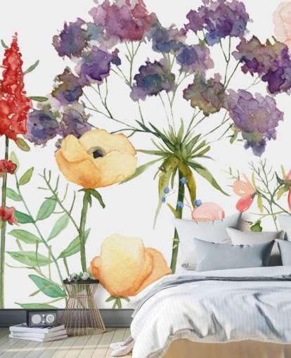 fargerik floral tapet