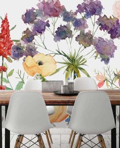 papel de parede floral colorido